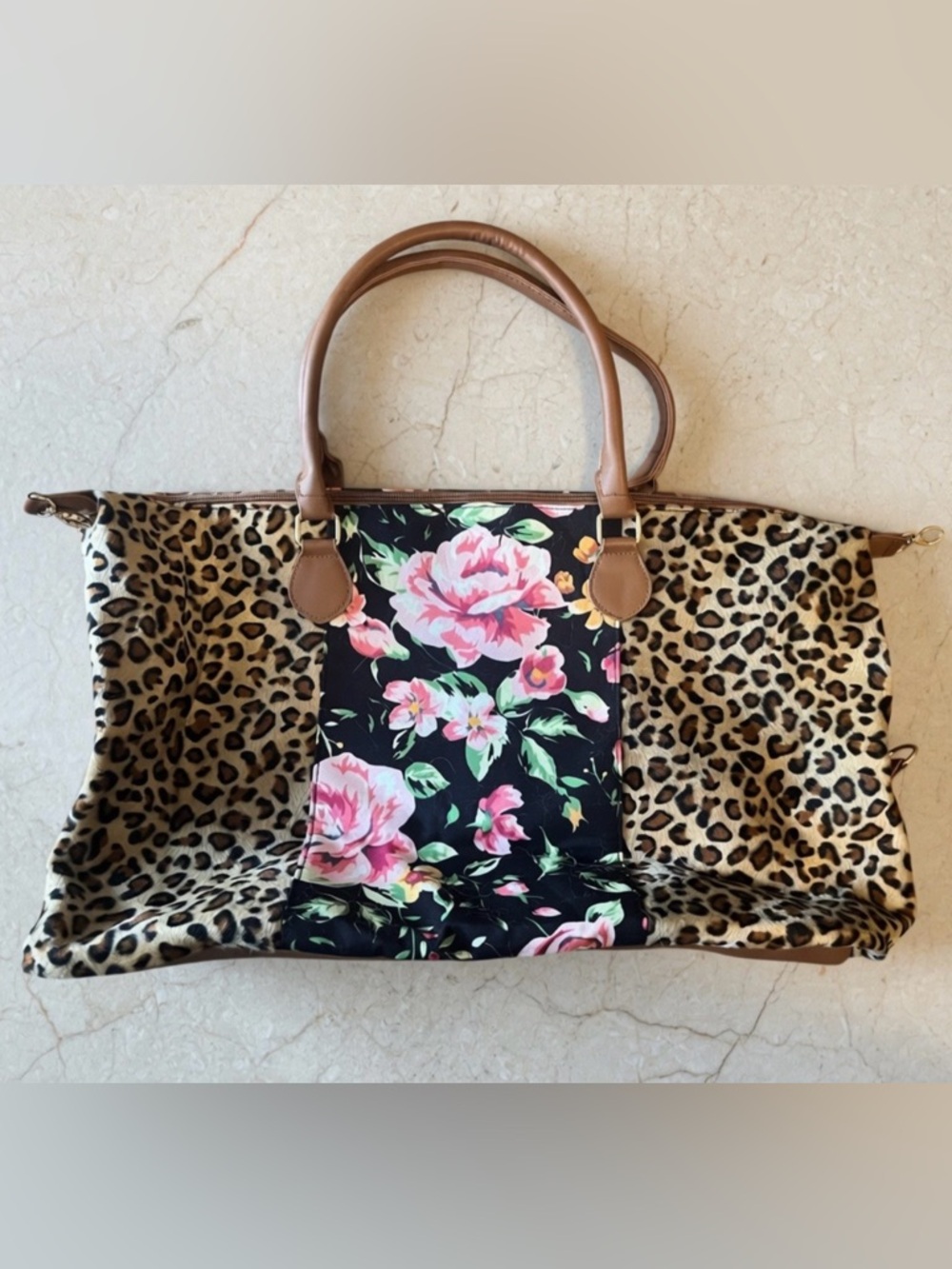 NWOT! -Leopard Print & Floral Travel Bag